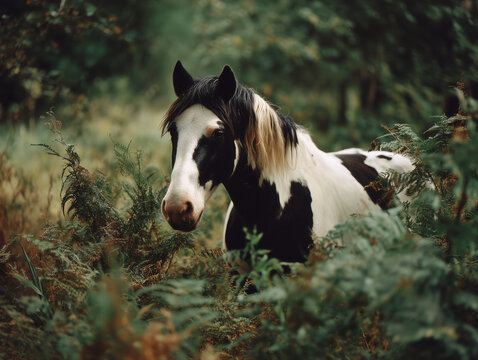 piebald horse color beautiful brown and white markings equine animal rural farm life