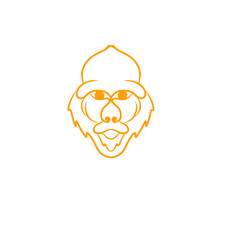 Minimalist Gorilla Portrait in Gold Outline on Deep Black Background Design