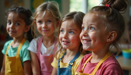 Fototapeta premium Happy children smiling together in a classroom setting 