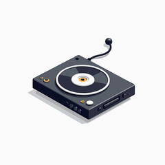 Fototapeta premium modern dj turntable with record player, black and silver, highquality sound equipment