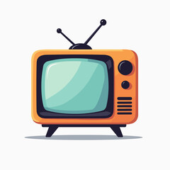 vintage yellow television set with antenna