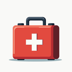 Obraz premium red first aid kit with white cross symbol