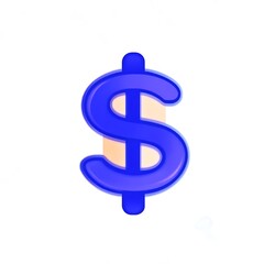 Obraz premium A Blue And Yellow Dollar Sign Against A White Background