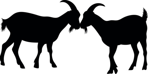 Vector black Goat Silhouette. 