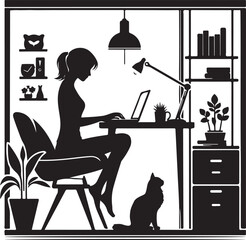 Modern Remote Work Setup with Person Working on Laptop at Home