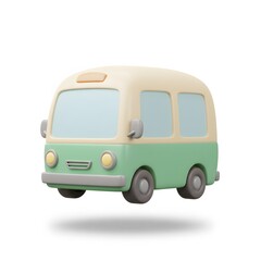 Adorable 3D Render of a Retro Van Perfect for Kids' Illustrations and Designs