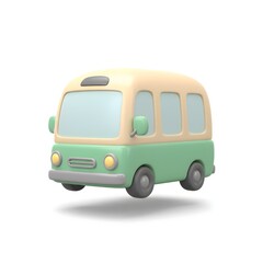 Adorable 3D Render of a Retro Van Perfect for Kids' Illustrations and Designs