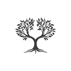 Fototapeta premium A Dark Silhouette Illustration Depicts a Tree with Two Sections