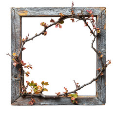 Framed Poem with Floral Branches Isolated on Transparent Background