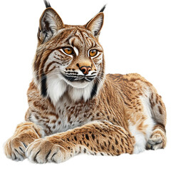 Obraz premium Majestic Lynx in repose: A detailed portrait of a regal Lynx, showcasing its striking features and serene demeanor, embodying strength and wild beauty.