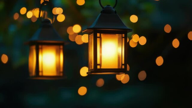 Lights hung from a tree branch, simple and rustic decoration