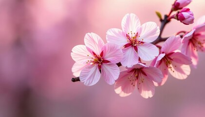 Delicate pink cherry blossoms, full bloom, soft petals , cherry, background, pretty