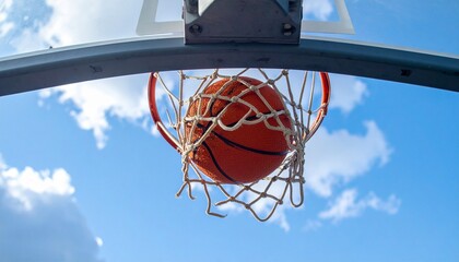 basketball hoop on a blue sky