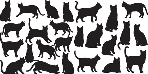 Collection of Elegant Cat Silhouettes Perfect for Design Projects
