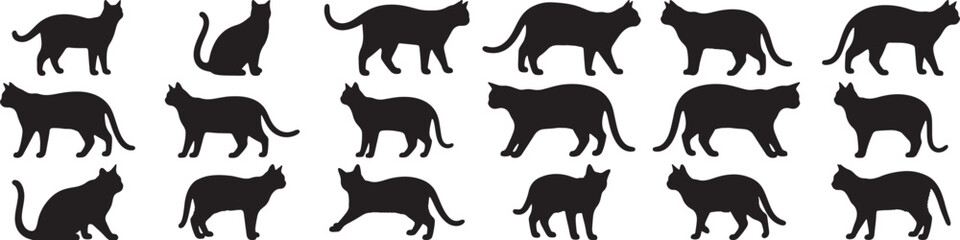 Diverse Cat Silhouettes Collection Perfect for Design Projects