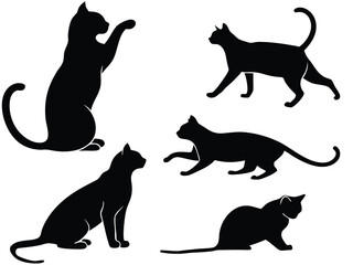 Black Cat Silhouettes PNG Vectors for Design