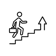 Staircase upward icon in outline design, progress and goal achievement concept
