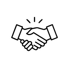 Obraz premium Handshake icon in line art style, partnership and new hire agreement concept