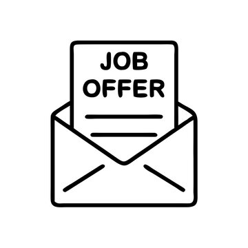 recommend clip art: Job offer letter envelope icon, outline design, hiring and opportunity symbol