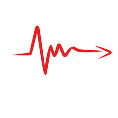 Stylized electrocardiogram line evolving into an arrow on dark background