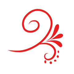 Obraz premium Elegant swirl illustration, red ornament on a deep black backdrop creates visual charm