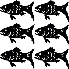 Fish Silhouette Vector set. 