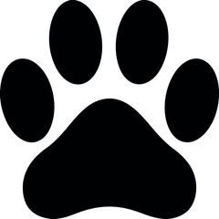 Animal Paw Print Silhouette – Dog or Cat Footprint Vector Icon