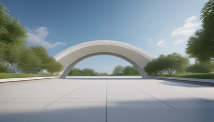 Naklejka premium empty concrete floor in city park of outdoor space and future architecture with blue sky background