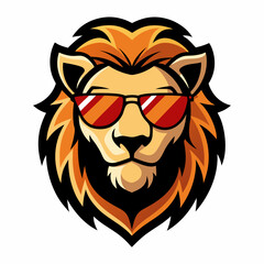 Obraz premium Cool Lion Head Mascot Wearing Sunglasses Illustration