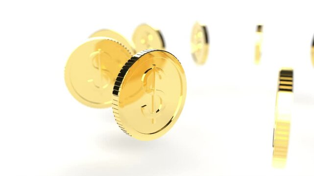 gold coins money investment on white bg rotate
