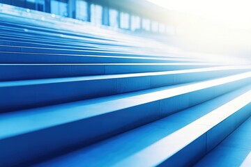 Ascending blue steps leading towards a bright future, symbolizing progress and growth.