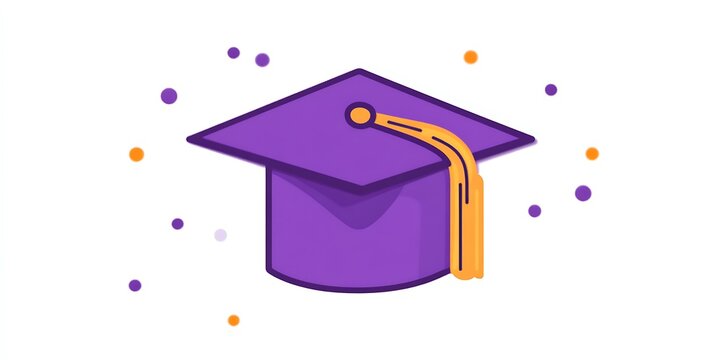 A Purple Graduation Mortarboard With Tassel Surrounded By Dots