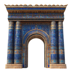 3D Rendered Babylonian Ishtar Gate Isolated on Transparent Background