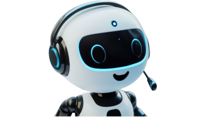 AI robot support png in 3d transparent for robotic assist presentation.