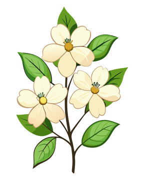 recommend clip art: Illustration of dogwood flowers floral design flower blossom branch leaves petals spring art