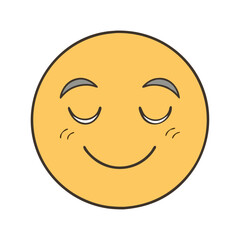 Illustration of a yellow emoji face with closed eyes expressing calm and relaxation emotion