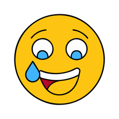 Emoji tears of joy laughing face emoticon happy tears funny expression cheerful yellow icon vector