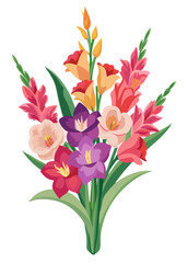 Beautiful floral bouquet arrangement flowers gladiolus blossom petals botanical art spring summer