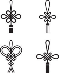 Lucky knots silhouette set vector illustration isolated On Transparent Background