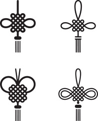Lucky knots silhouette set vector illustration isolated On Transparent Background