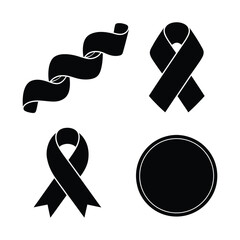 Ribbon banner set element silhouette