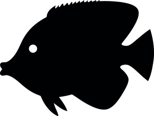 Fish Silhouette Icon – Black Tropical Fish Vector Design.