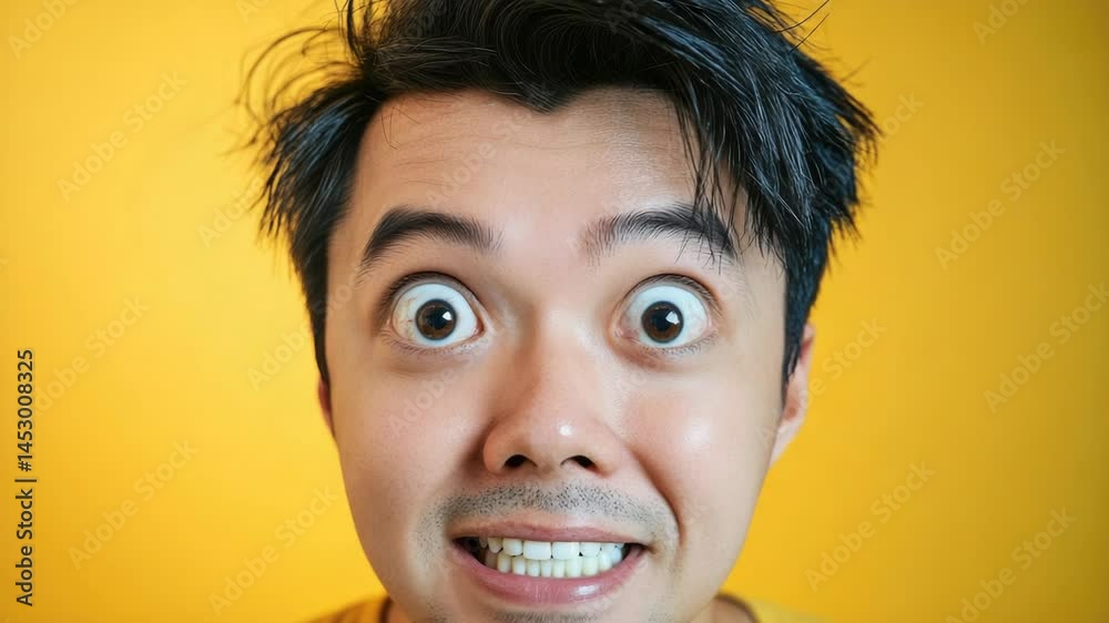 Poster A person with an expression of surprise and confusion, possibly in response to something unexpected