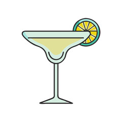 Illustration of a margarita cocktail with lemon slice refreshing summer drink vector art