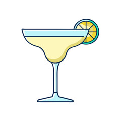 Isolated margarita cocktail with lime slice vector illustration for summer party drink menu