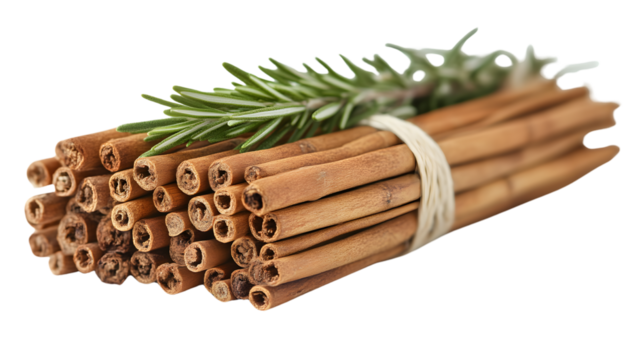 Cinnamon sticks and rosemary tied bundle spice herb food photography ingredient aroma fl