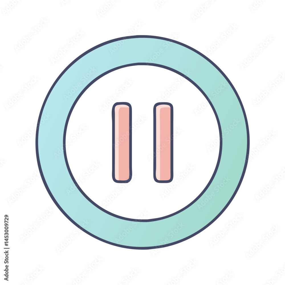 Poster pause button icon vector graphic illustration media player symbol stop sign design element control u