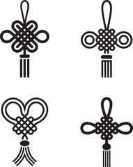 Lucky knots silhouette set vector illustration isolated On Transparent Background