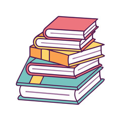 Illustration of stack of books textbooks reading material knowledge library education study learning