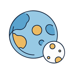 Fototapeta premium Earth and moon illustration vector graphic design for astronomy science and space exploration concept